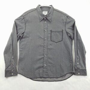 Armani Exchange Shirt Mens XL Gray 100% Cotton Pocket Long Sleeve Classic Snaps
